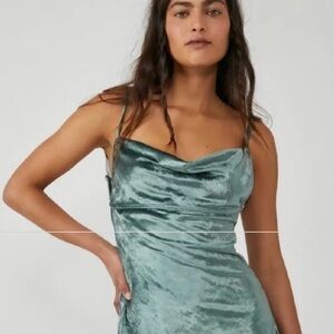 Free People Intimately sz Medium All Night Velvet Tunic tank top evergreen